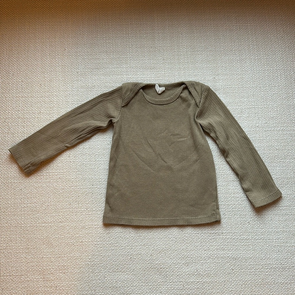 Quincy Mae Long Sleeve Ribbed Tee - Green
